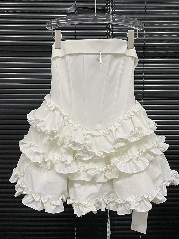 Strapless Multilayer Ruffles Mini Dress