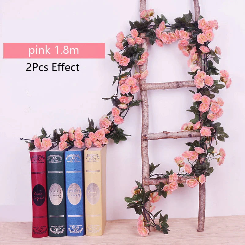 Artificial Flowers Rose Vine Hanging Silk Flower Garland for Garden Party Wedding Decor Home Christmas Decoration Fake Flower