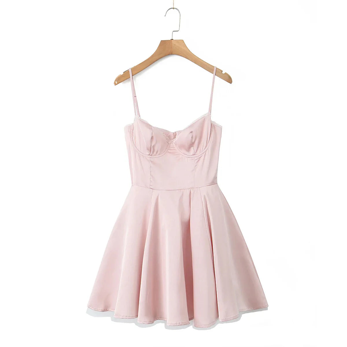 Satin Corset Tulle Flare Mini Dress
