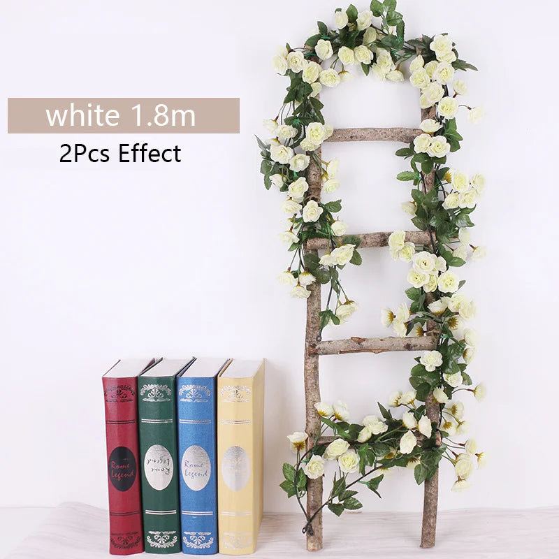 Artificial Flowers Rose Vine Hanging Silk Flower Garland for Garden Party Wedding Decor Home Christmas Decoration Fake Flower