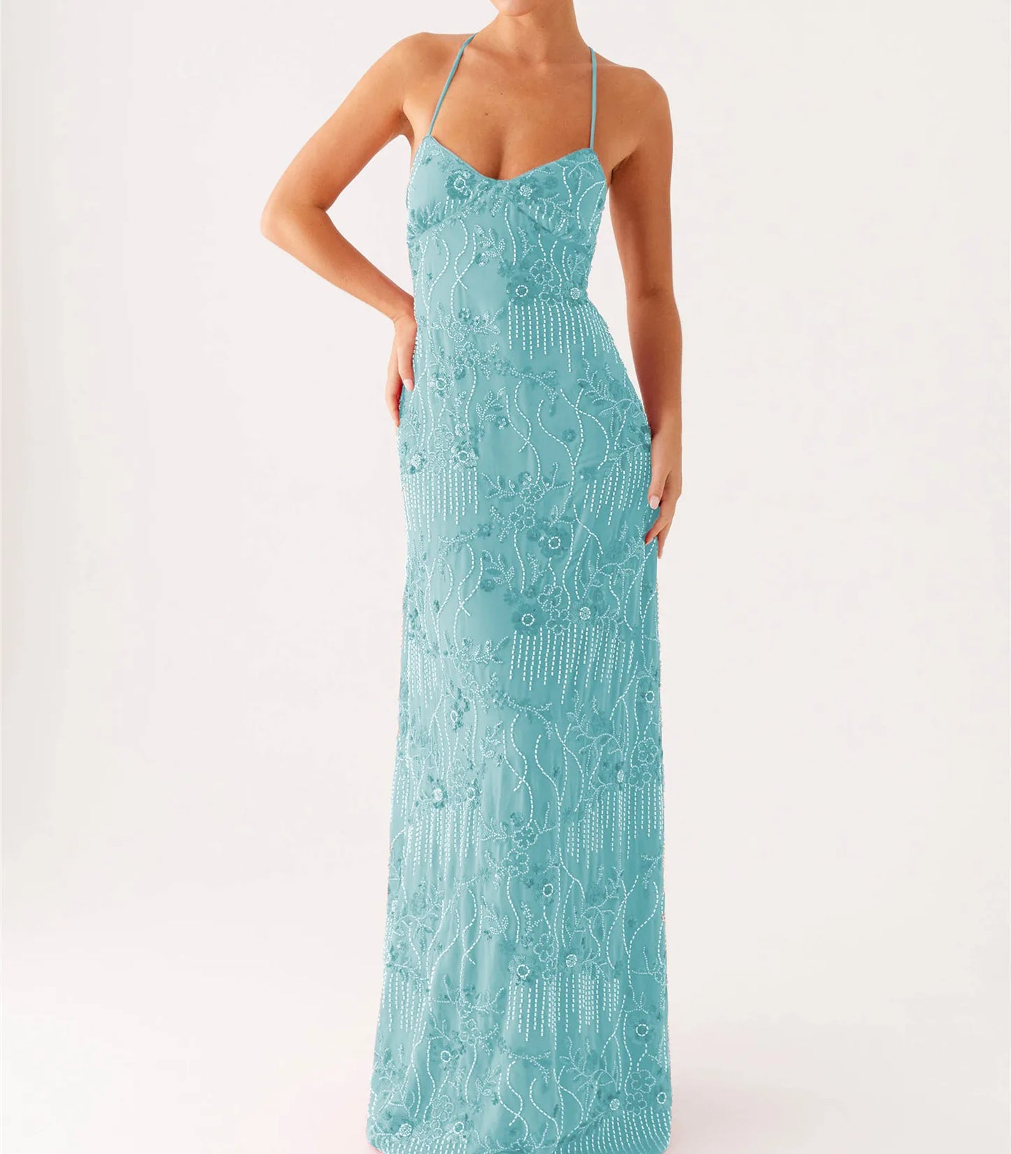 Sequin Spaghetti Strap Maxi Dress