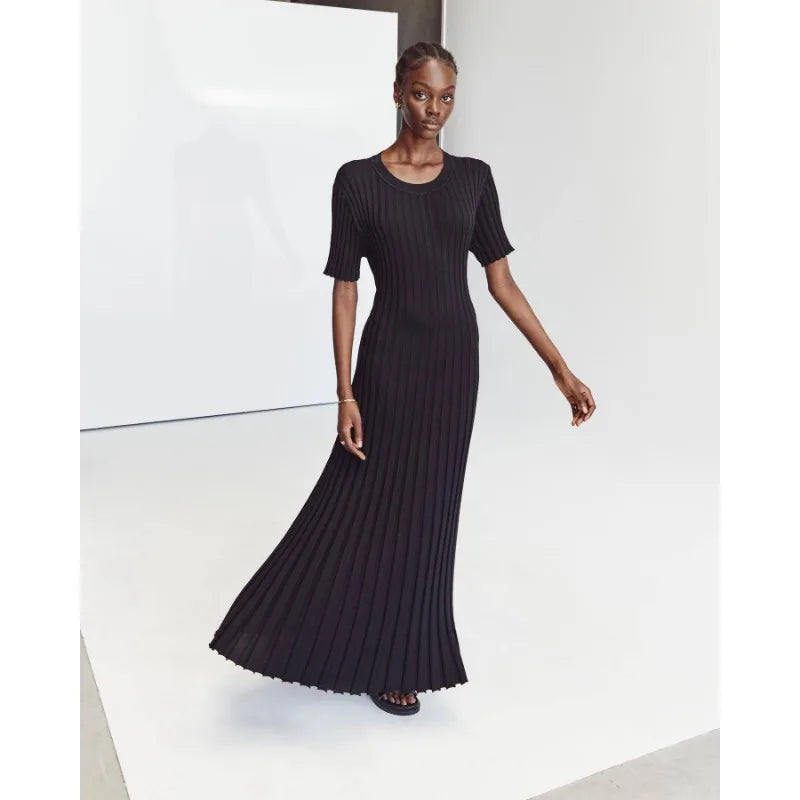 Ribbed Short Sleeve Maxi Dress