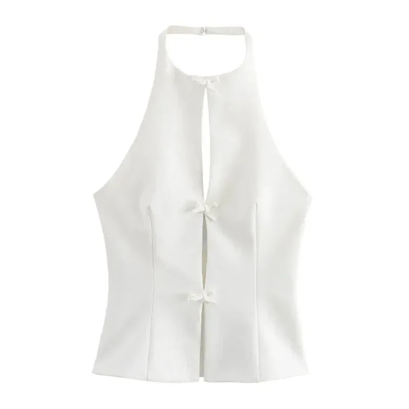 Bow Slit Vest Tank Top