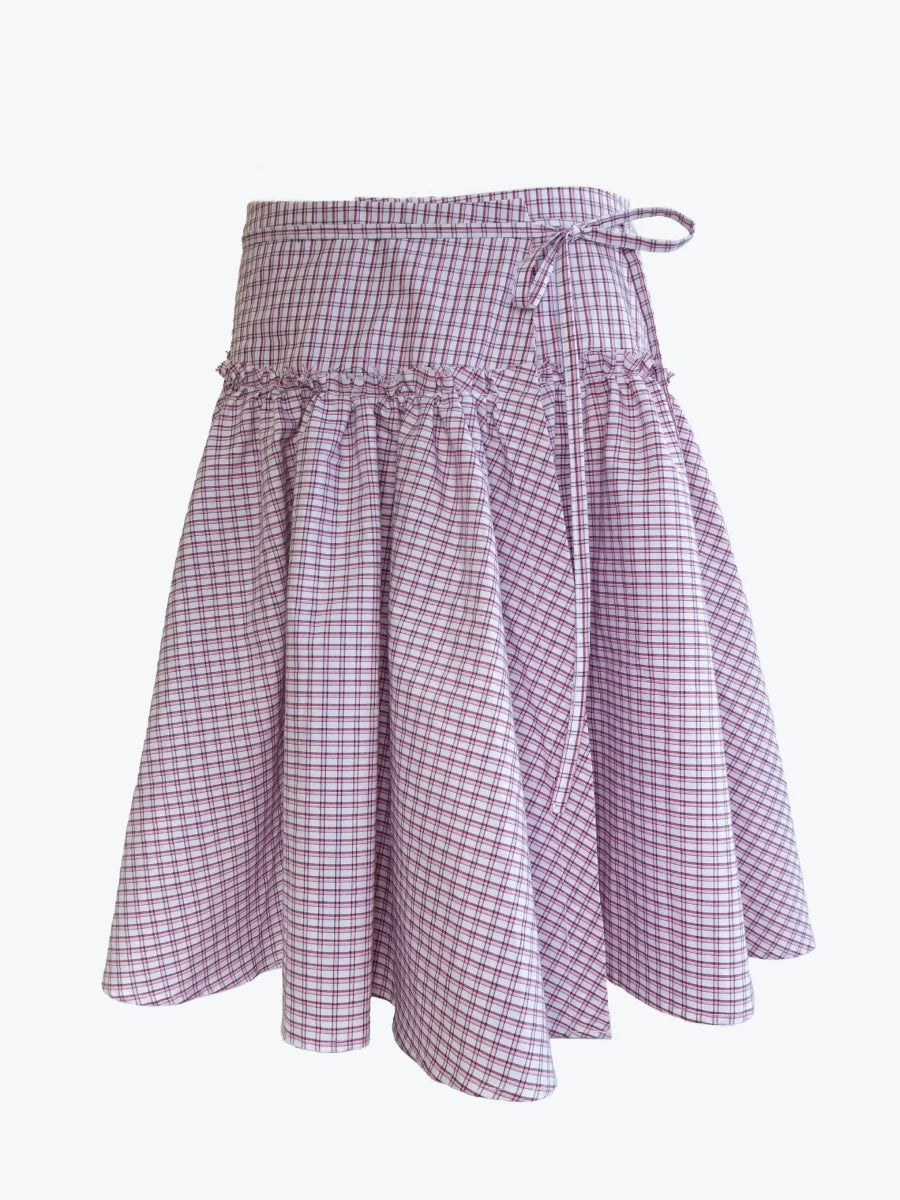 Low Rise Plaid Midi Skirt