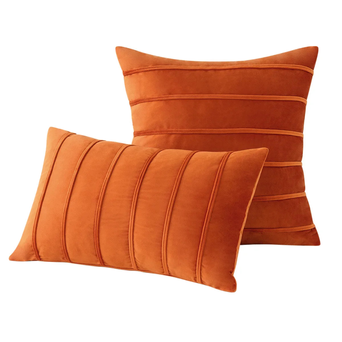 2Pcs Blue Velvet Pillow Covers with Striped Decorative Luxury Soft Cushion Cases for Farmhouse Couch Sofa Living Room