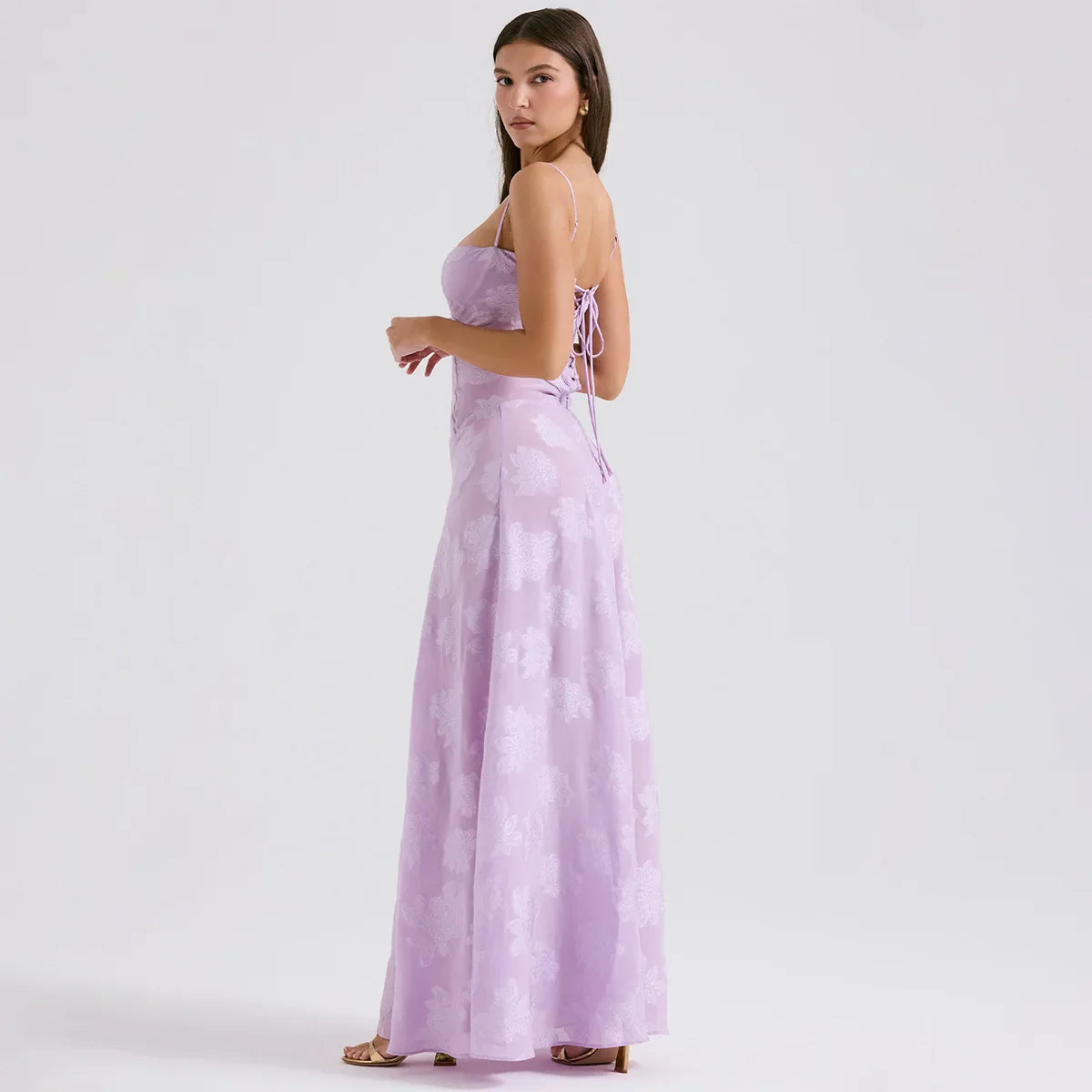 Floral Print Sheer Maxi Dress