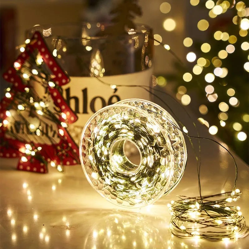Green Copper Wire Garland Light 5/10/20M LED String Lights Waterproof Fairy Lights for Christmas Wedding Party Decorationpplies