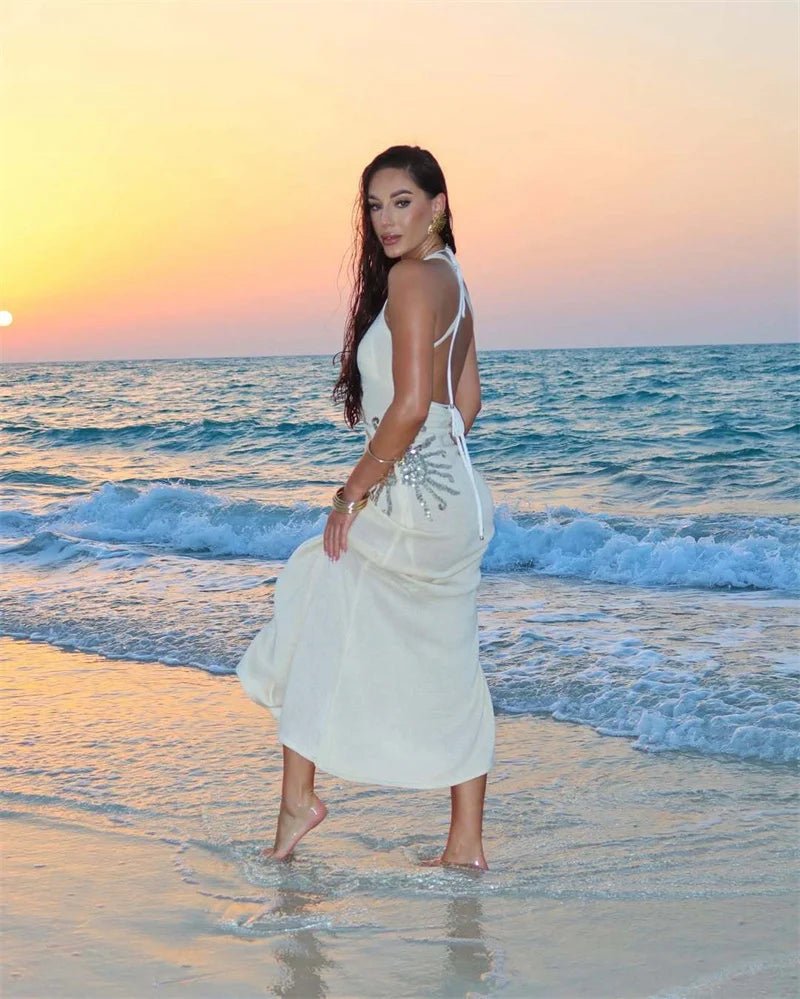 Sequins Embroidered Knit Maxi Dress