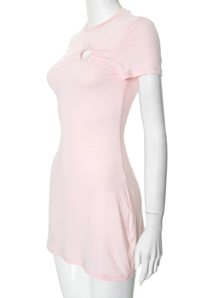 Heart Cut-Out Short Sleeve Mini Dress