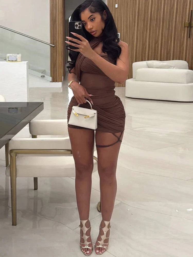 Mesh Bandage Tube Mini Dress