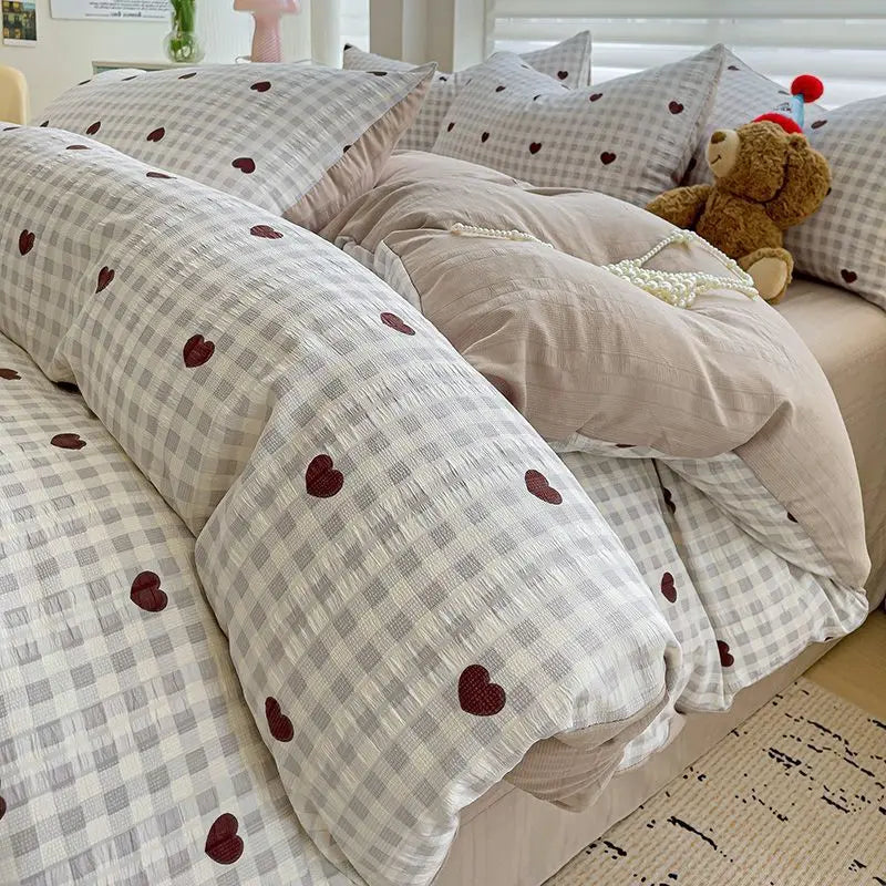 Pink Floral Duvet Cover Set Flowers Sheet Pillowcase Soft Cover No Filling Warm Bed Linen Twin Full Queen Size Home Bedding Set