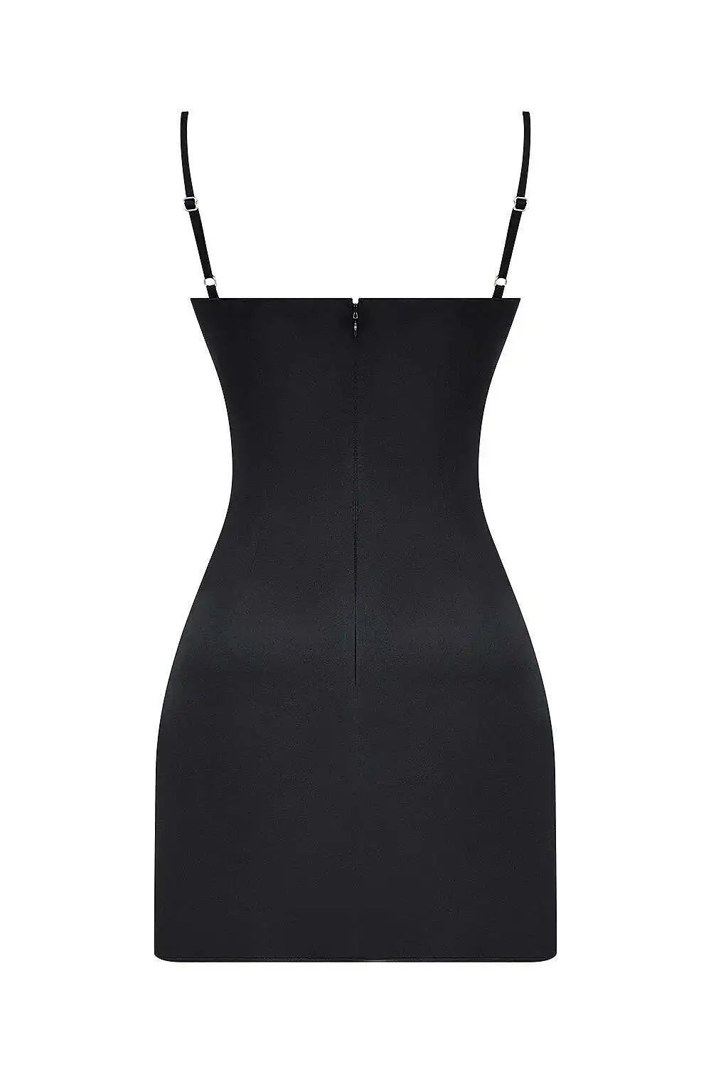 Satin Straight Neck Bow Strap Mini Dress