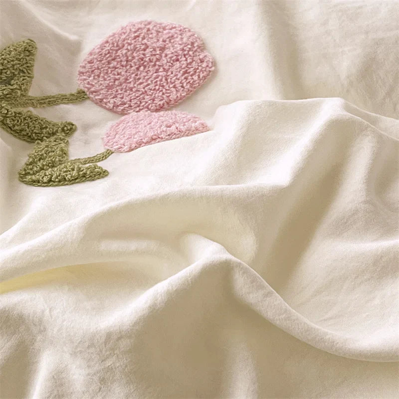 New Printed Duvet Cover with Bed Sheets and Pillowcases, Unfilled Washed Cotton, Full Size Light Luxury Home Bedding Set