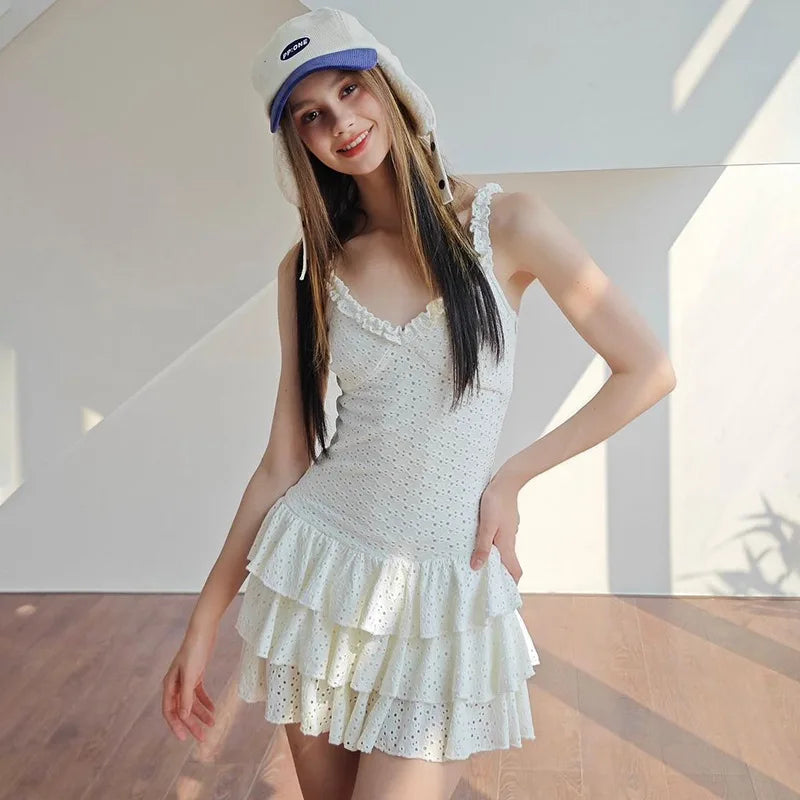 Frill Ruffle Skirt Cami Mini Dress