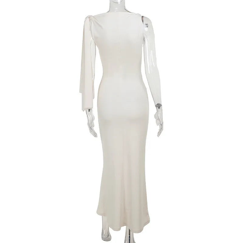 One Shoulder Tie Up Maxi Dress