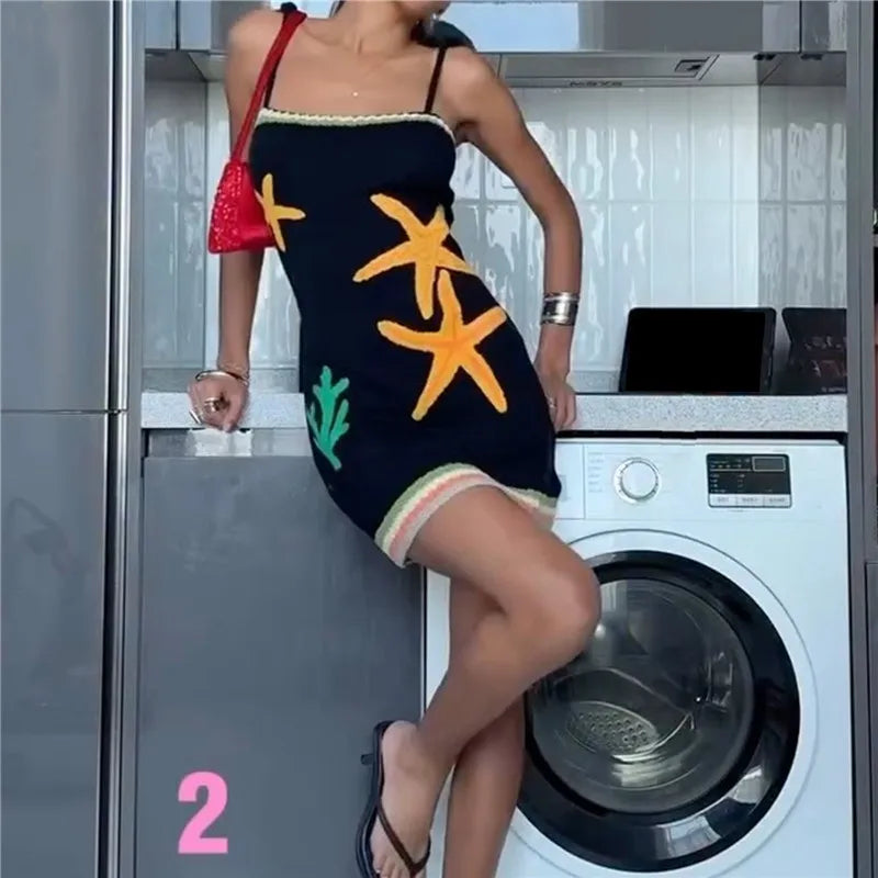 Black Starfish Knit Mini Dress
