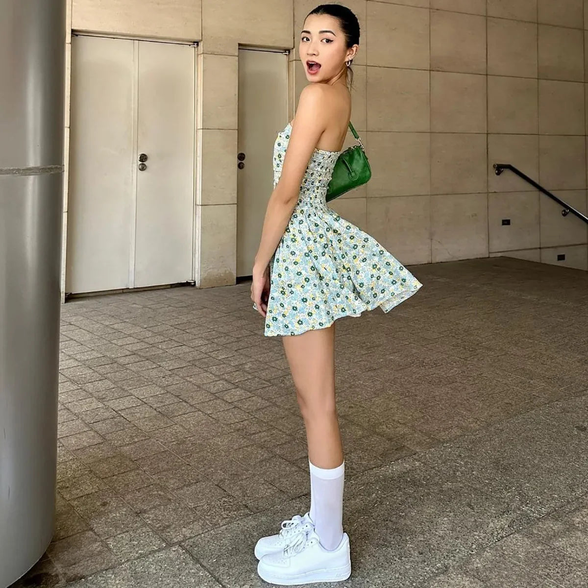 Floral Printed Tube Mini Dress