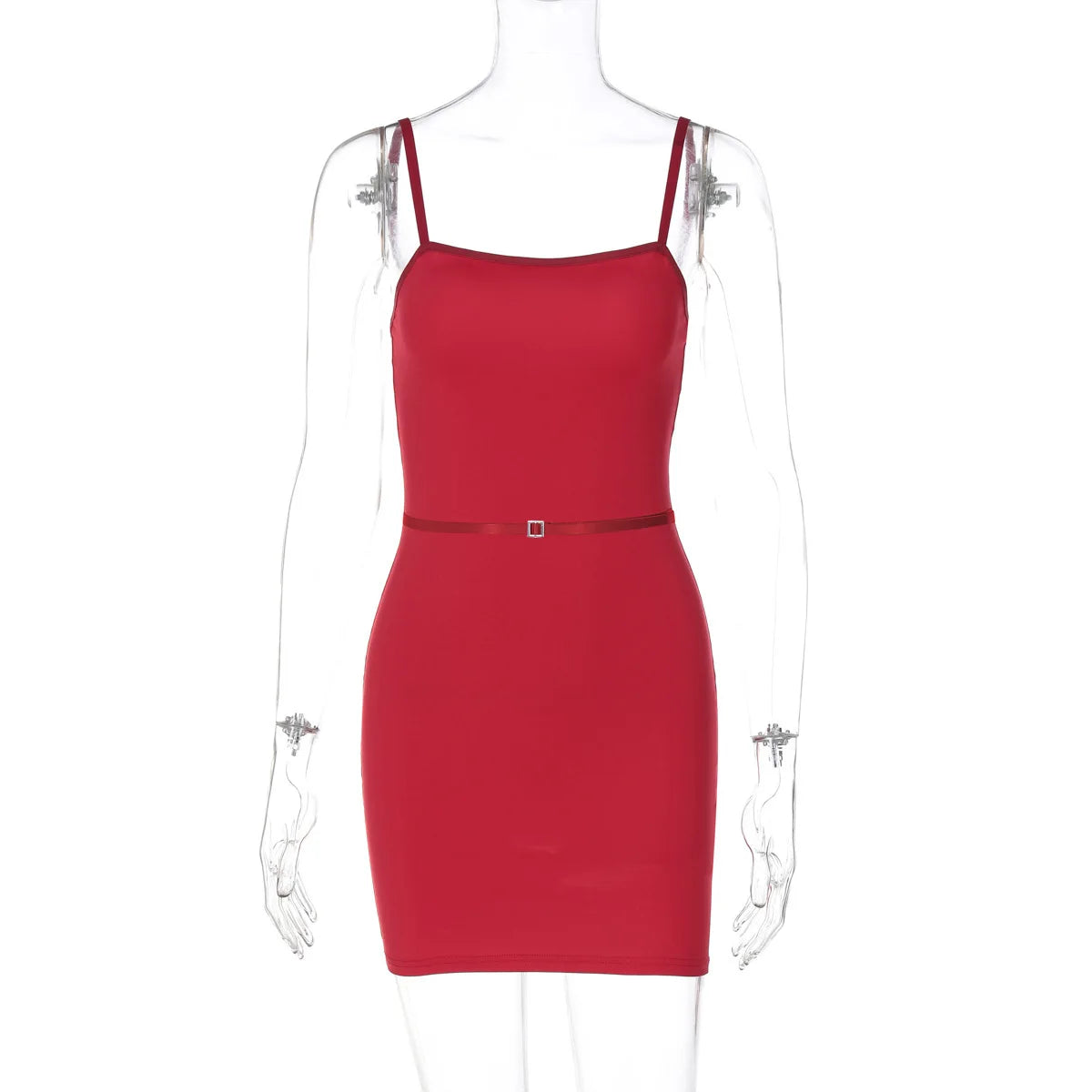 Patchwork Solid Spaghetti Bodycon Dress