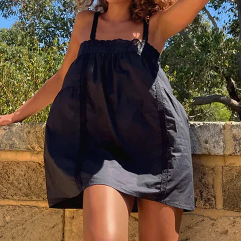 Lace Trim  Patchwork Cami Mini Dress