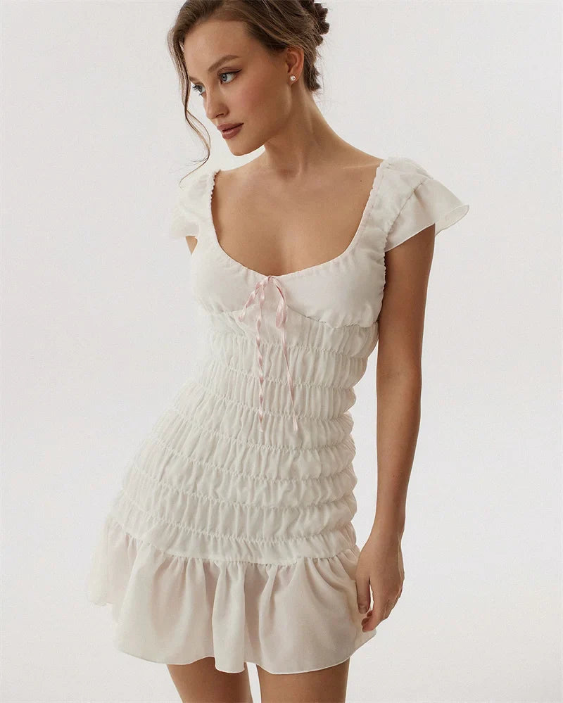 Short Sleeve Ruched Mini Dress