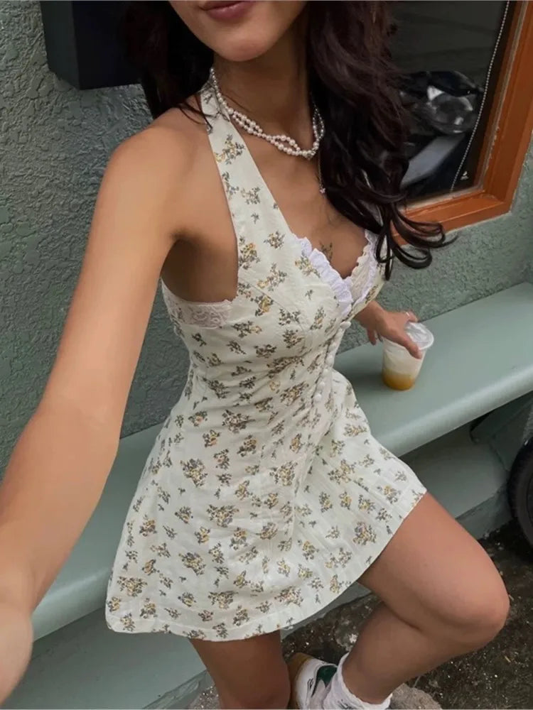 Printed Halter Mini Dress