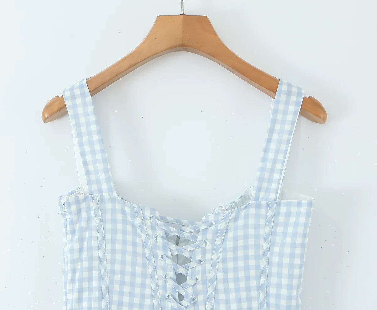 Patchwork Spliced Tie Up Strap Maxi Dress