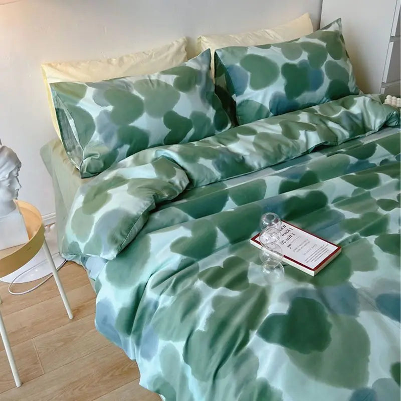 Red Cherry Plaid Duvet Cover Set with Sheet Pillowcase Soft Cover NoFilling Warm Bed Linen Twin Full Queen Size Home Bedding Set