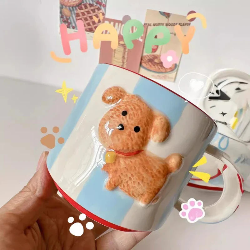 Mug Designer hand-painted birthday dog ceramic coffee mug set High appearance level cup Christmas gift birthday