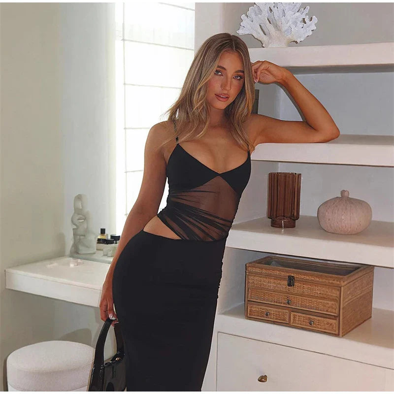 Mesh Strap Maxi Dress