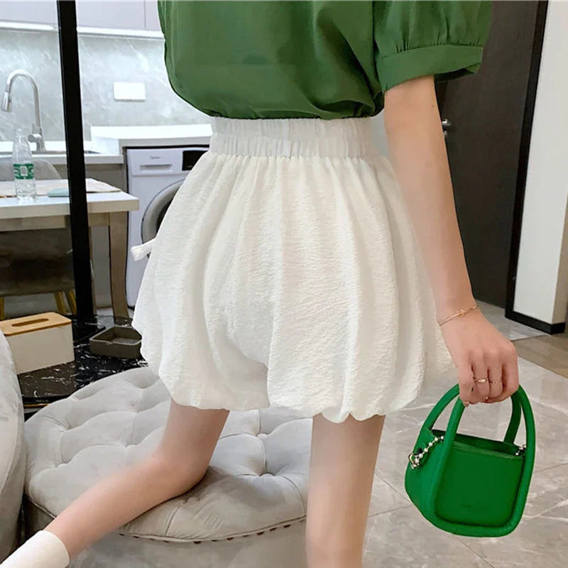 Bow Elastic Loose Bloomer Shorts