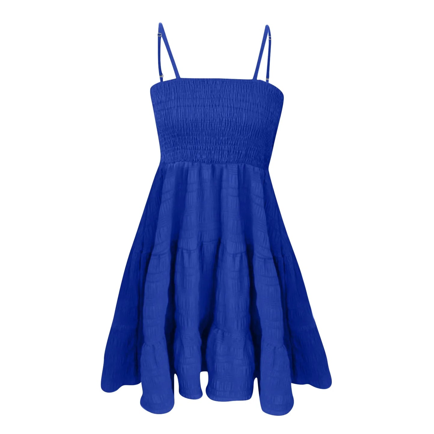 Ruched Spaghetti Strap Summer Mini Dress
