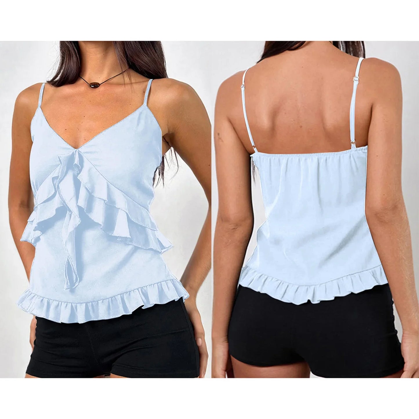 Chiffon Ruffled Trim Camisole Top