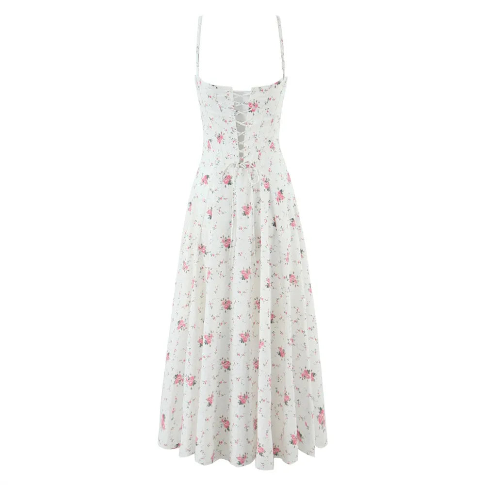 Floral Print Corset Midi Dress