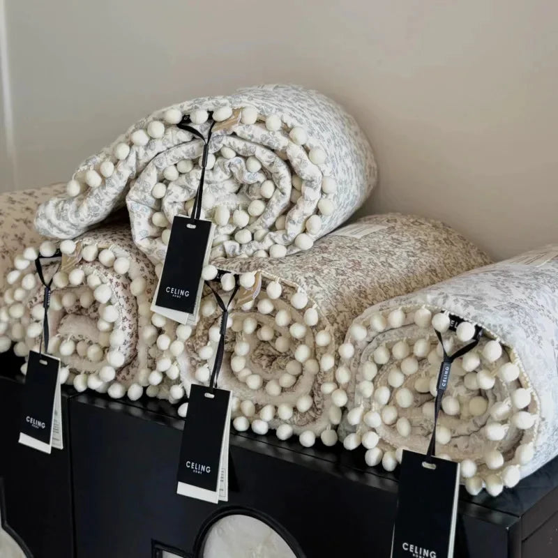 Fleece Blanket Light Luxury Ins Crepe Cotton Multi-functional Small Blanket Office Nap Blanket Shawl Cover Blanket