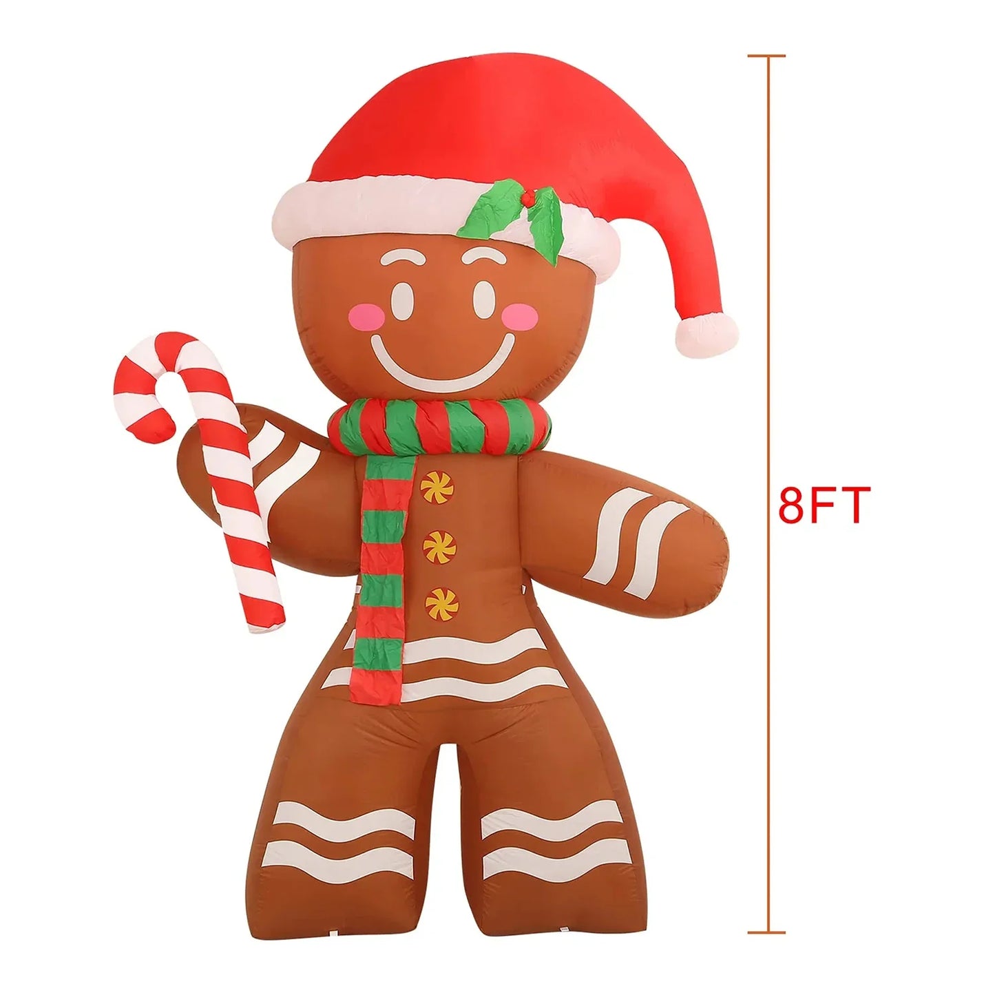 Christmas Inflatables 2.2m Gingerbread Man with Built-in LED Decoration for Xmas Party Indoor Outdoor Yard LED Lights Illuminate