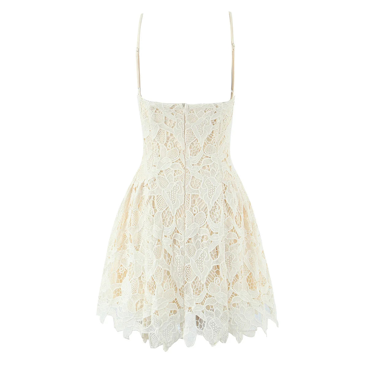 Lace Embroidered Spaghetti Strap Mini Dress