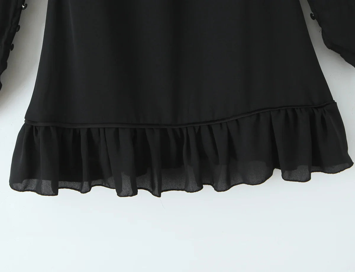 Long Sleeve Square Neck Ruched Bust Mini Dress