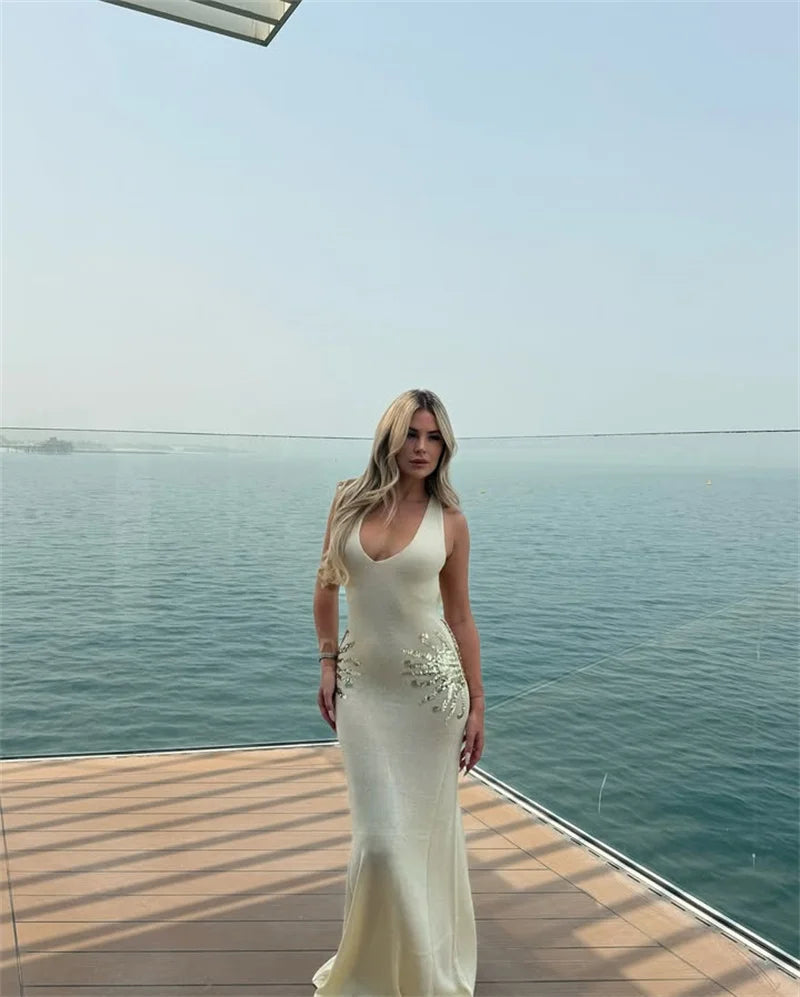 Sequins Embroidered Knit Maxi Dress