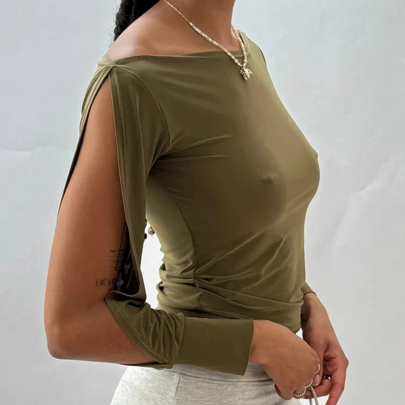 Cut Out Long Sleeve Crop Top