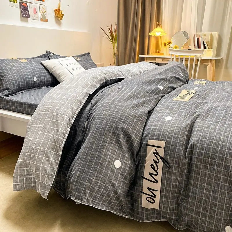 Red Cherry Plaid Duvet Cover Set with Sheet Pillowcase Soft Cover NoFilling Warm Bed Linen Twin Full Queen Size Home Bedding Set