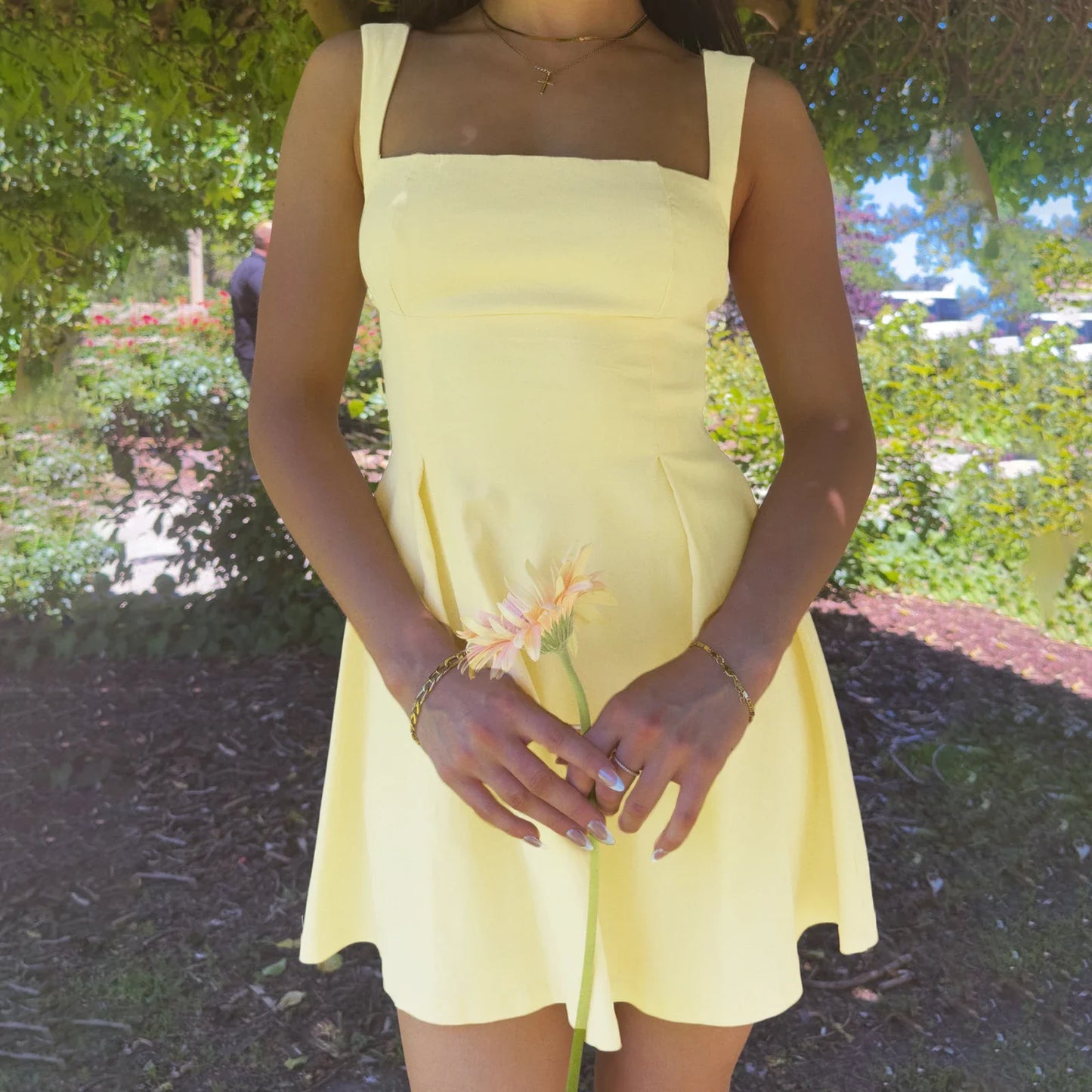 Tick Strap Square Neck Mini Dress