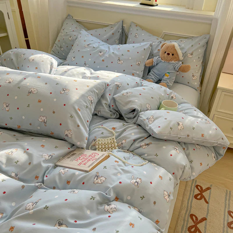 New Lattice Duvet Cover Set with Sheet Pillowcases No Filling Warm Bed Linen Twin Full Queen Size Grid Home Bedding Set
