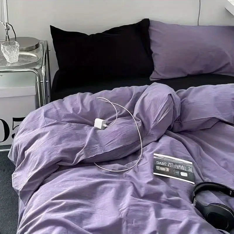 Ins Style Comfortable Bedding Set And Adult Sheets, Solid Color Skin Friendly Down Duvet Cover Set No Filling