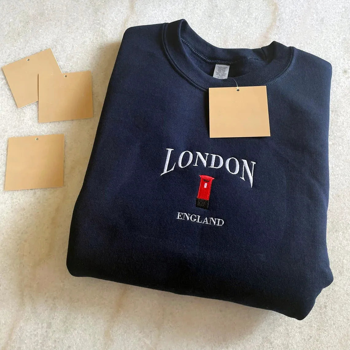 London Telephone Booth Embroidered Fleece Pullover