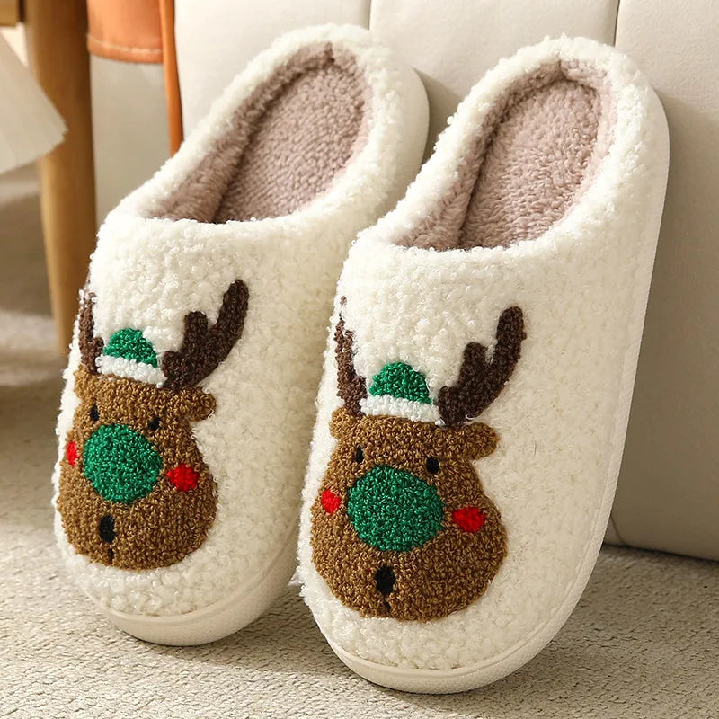 New Christmas Gifts Santa Claus Elk Slippers Cute Gingerbread Man Warm Cotton Slippers Men Women Hot Winter Home Cotton Slippers