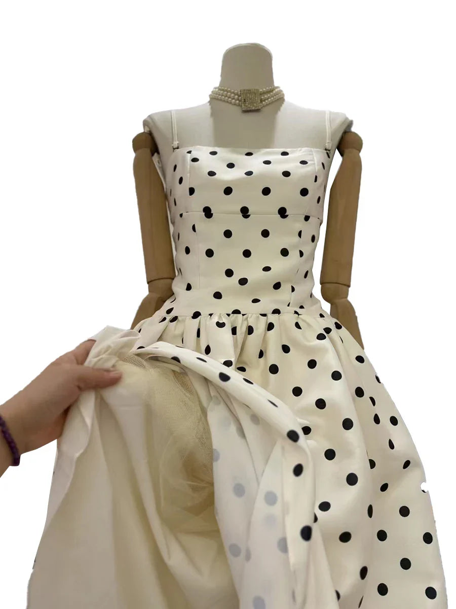 Polka Dot Strapless Maxi Dress