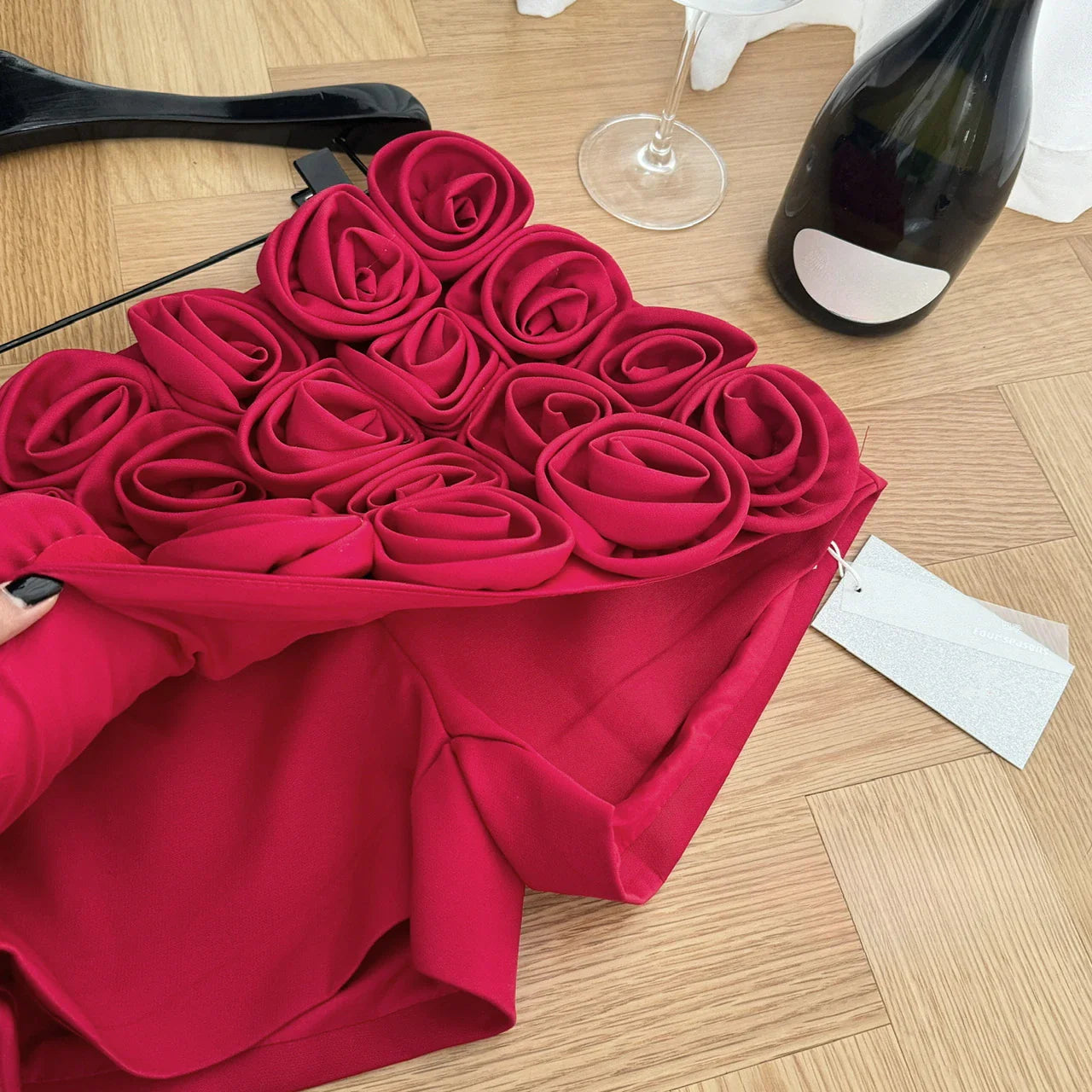 High Waist Three-Dimensional Rose Shorts