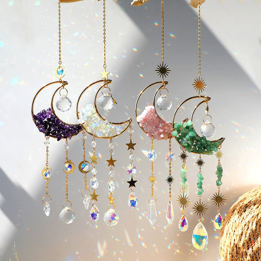 Moon Crystal Prism Stained Glass Ball Sun Catcher Rainbow Maker Home Window Garden Decor Light Catcher Christmas Gift