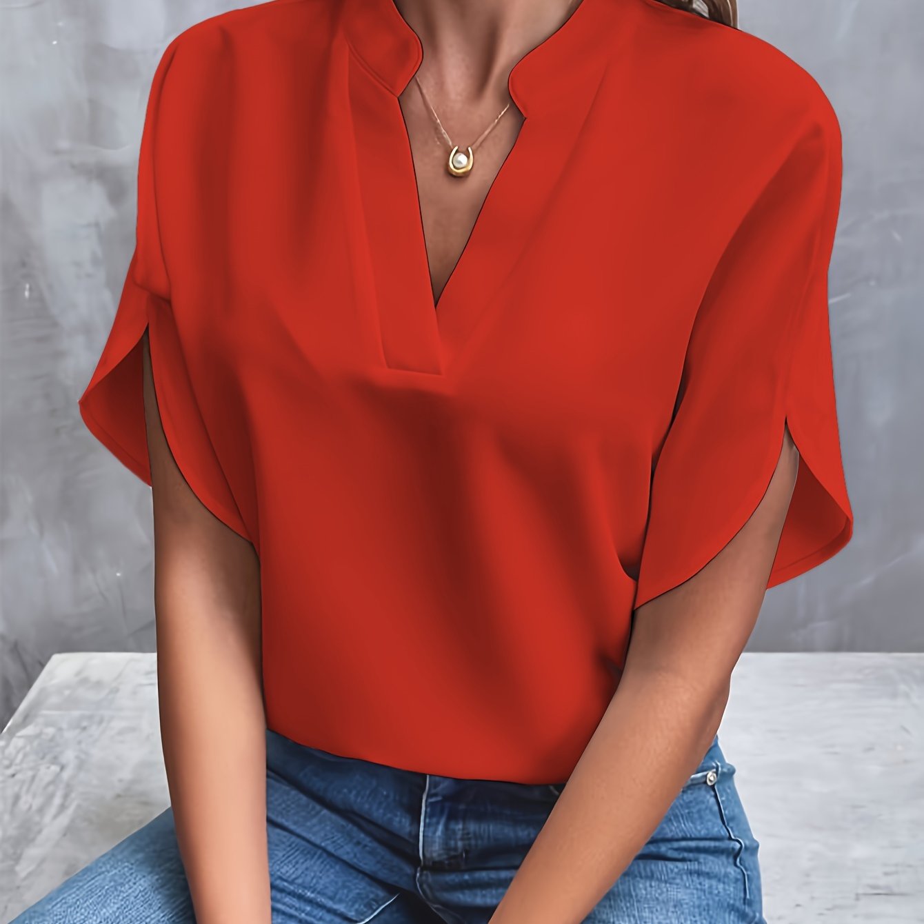 Relaxed V-Neck Blouse