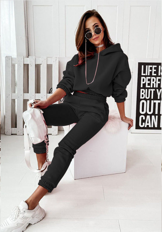 Casual Sports Hooded Long-Sleeved Trousers Two-Piece SET